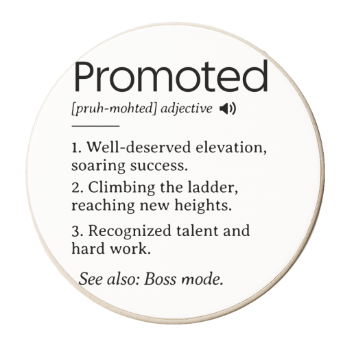 Promotion Congrats, Promoted Coworker Gift Definition - personalised beer coaster by timsal shol
