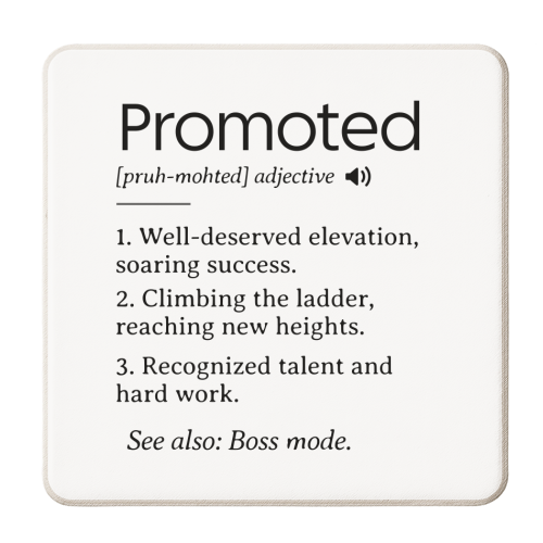 Promotion Congrats, Promoted Coworker Gift Definition - personalised beer coaster by timsal shol