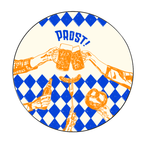 Prost! Beerfest Foodie Vintage - Circle Sticker by EZbie