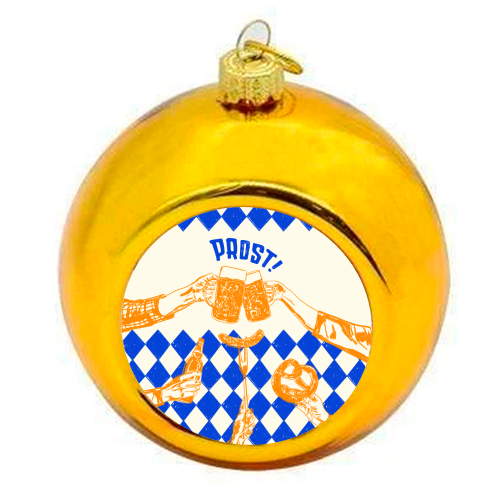 Prost! Beerfest Foodie Vintage - colourful christmas bauble by EZbie