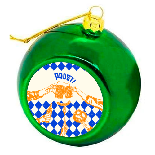 Prost! Beerfest Foodie Vintage - colourful christmas bauble by EZbie