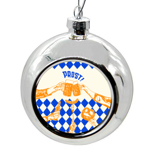 Prost! Beerfest Foodie Vintage - colourful christmas bauble by EZbie