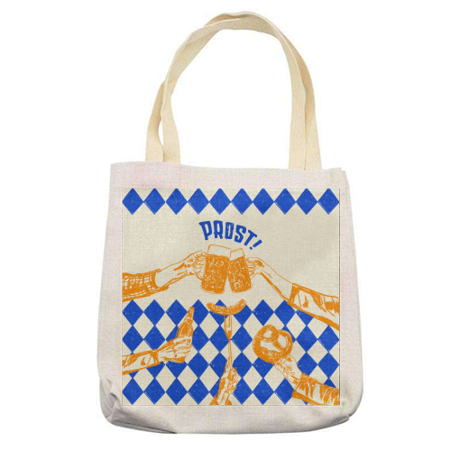 Prost! Beerfest Foodie Vintage - printed canvas tote bag by EZbie