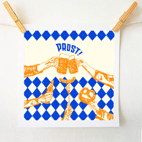 Prost! Beerfest Foodie Vintage - A1 - A4 art print by EZbie