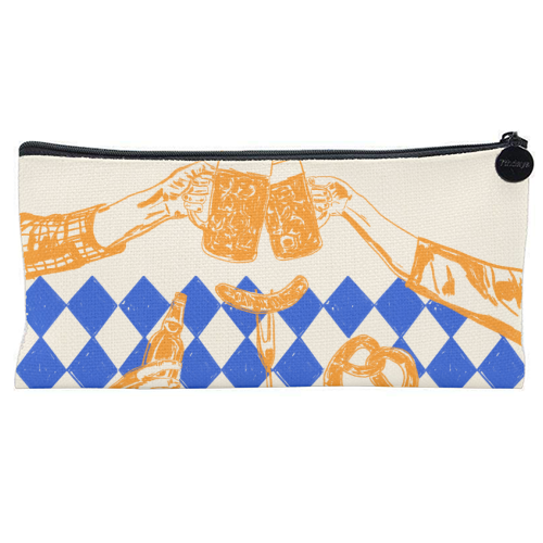 Prost! Beerfest Foodie Vintage - flat pencil case by EZbie