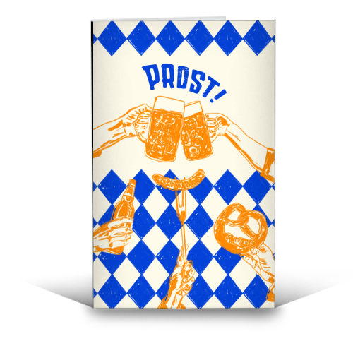 Prost! Beerfest Foodie Vintage - funny greeting card by EZbie