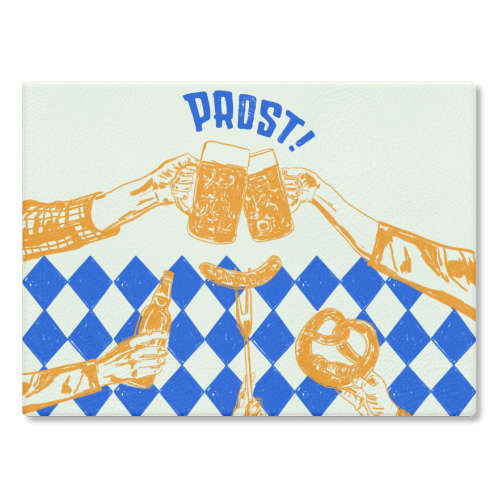 Prost! Beerfest Foodie Vintage - glass chopping board by EZbie