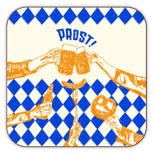 Prost! Beerfest Foodie Vintage - personalised beer coaster by EZbie