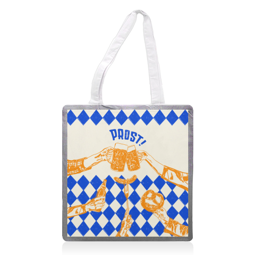 Prost! Beerfest Foodie Vintage - printed canvas tote bag by EZbie
