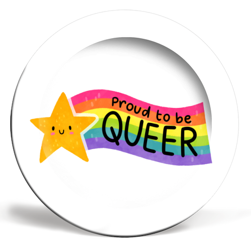 Proud to be Queer - ceramic dinner plate by Loren Grosvenor