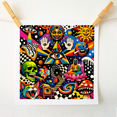 Psychedelic Revelation of Cosmic Satire - A1 - A4 art print by Kirsten Star