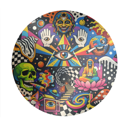 Psychedelic Revelation of Cosmic Satire - Circle Sticker by Kirsten Star