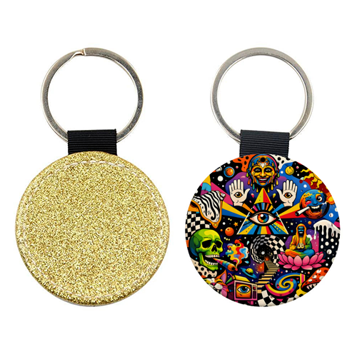 Psychedelic Revelation of Cosmic Satire - keyring by Kirsten Star