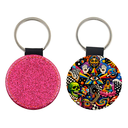 Psychedelic Revelation of Cosmic Satire - keyring by Kirsten Star