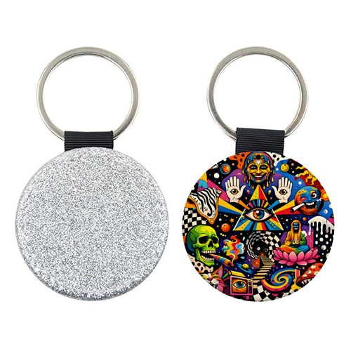 Psychedelic Revelation of Cosmic Satire - keyring by Kirsten Star