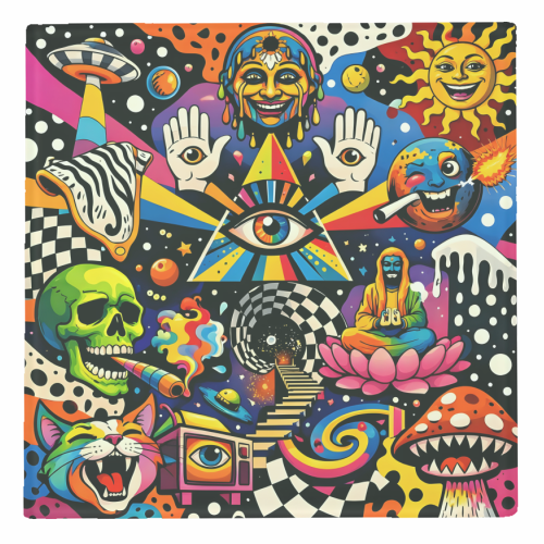 Psychedelic Revelation of Cosmic Satire - personalised beer coaster by Kirsten Star