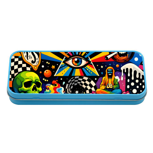 Psychedelic Revelation of Cosmic Satire - tin pencil case by Kirsten Star