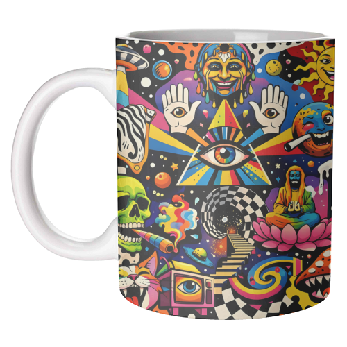 Psychedelic Revelation of Cosmic Satire - unique mug by Kirsten Star