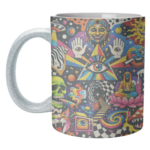 Psychedelic Revelation of Cosmic Satire - unique mug by Kirsten Star