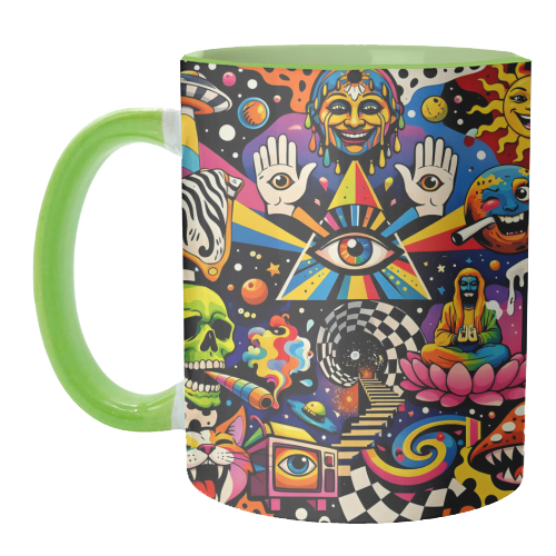 Psychedelic Revelation of Cosmic Satire - unique mug by Kirsten Star