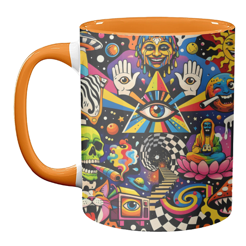 Psychedelic Revelation of Cosmic Satire - unique mug by Kirsten Star