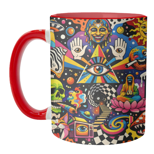 Psychedelic Revelation of Cosmic Satire - unique mug by Kirsten Star