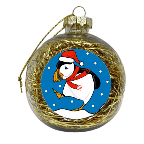 Puffin In The Snow - xmas bauble by Adam Regester
