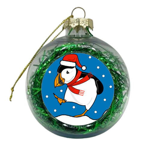 Puffin In The Snow - xmas bauble by Adam Regester