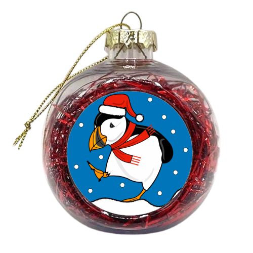 Puffin In The Snow - xmas bauble by Adam Regester