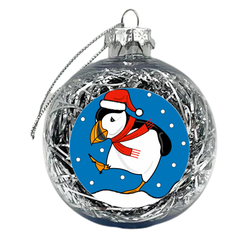 Puffin In The Snow - xmas bauble by Adam Regester