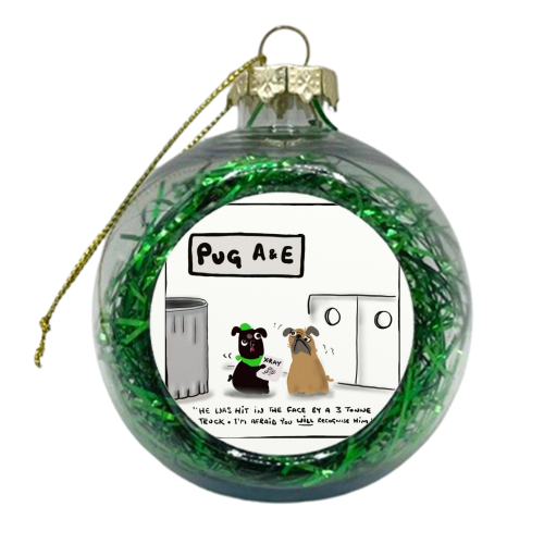 Pug A & E - xmas bauble by David Black