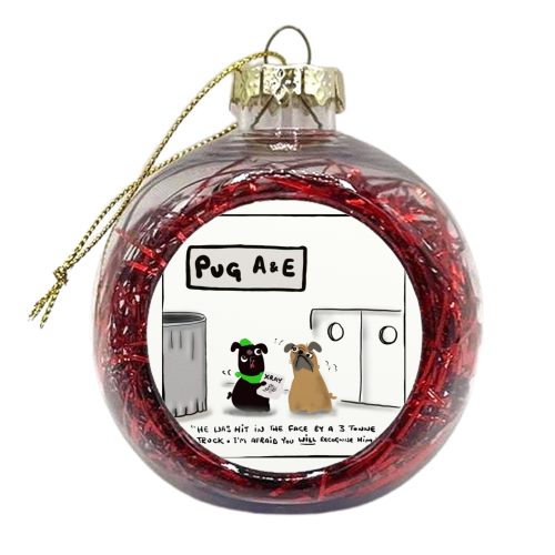 Pug A & E - xmas bauble by David Black