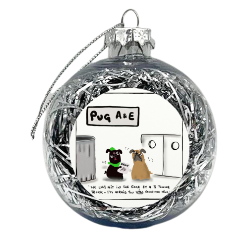 Pug A & E - xmas bauble by David Black