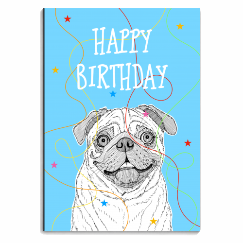 Pug Birthday Greeting - personalised A4, A5, A6 notebook by Adam Regester