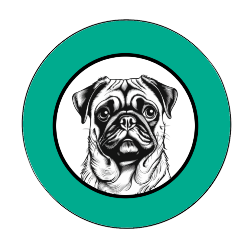 Pug Cameo Portrait (Teal) - Circle Sticker by Adam Regester