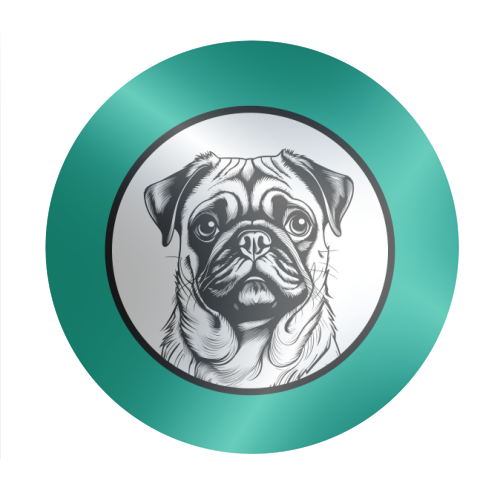 Pug Cameo Portrait (Teal) - Circle Sticker by Adam Regester