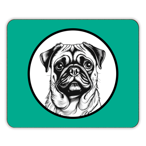 Pug Cameo Portrait (Teal) - designer placemat by Adam Regester