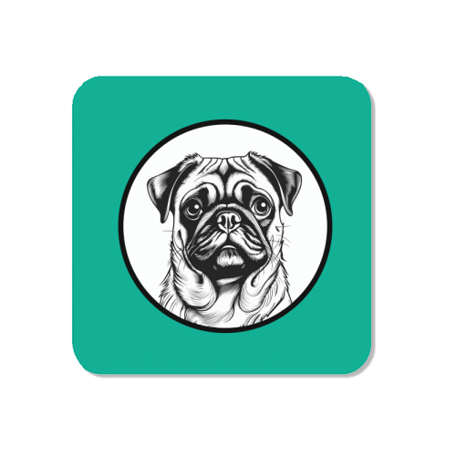 Pug Cameo Portrait (Teal) - Magnet by Adam Regester