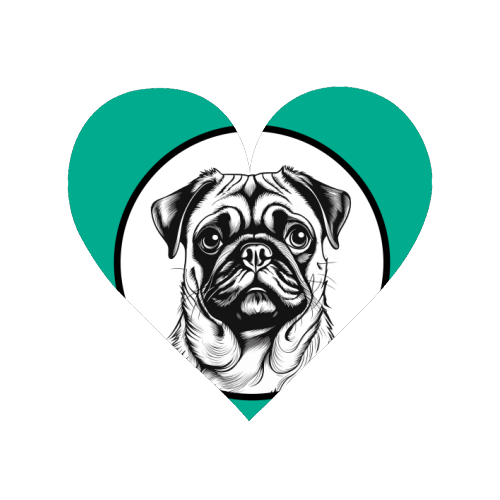 Pug Cameo Portrait (Teal) - Magnet by Adam Regester