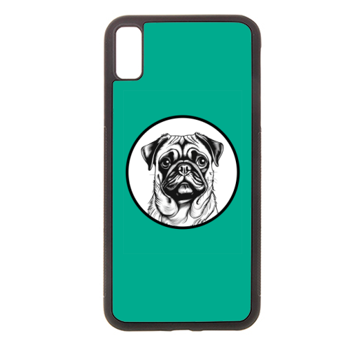Pug Cameo Portrait (Teal) - stylish phone case by Adam Regester