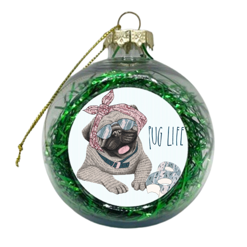 Pug Life - xmas bauble by Charlotte Jade O'Reilly