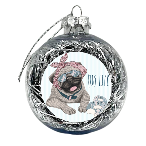 Pug Life - xmas bauble by Charlotte Jade O'Reilly