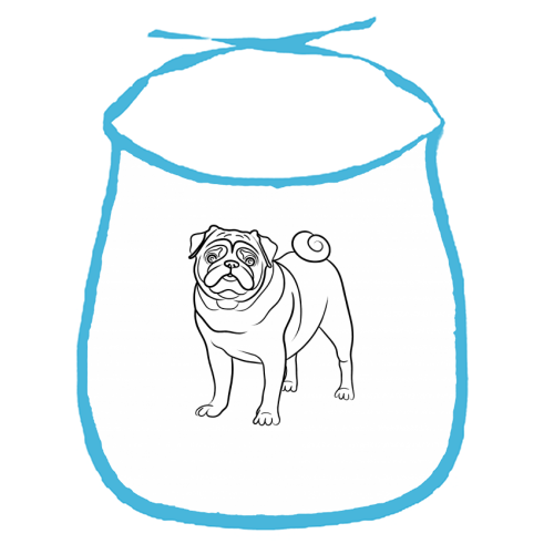 Pug Line Drawing - funny baby bib by Adam Regester