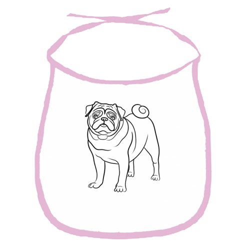 Pug Line Drawing - funny baby bib by Adam Regester