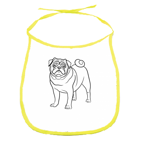 Pug Line Drawing - funny baby bib by Adam Regester