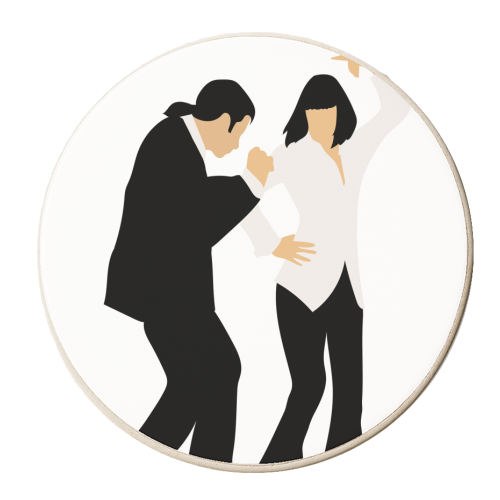 Pulp Fiction Dance Black and White Fan Art - personalised beer coaster by Move Studio