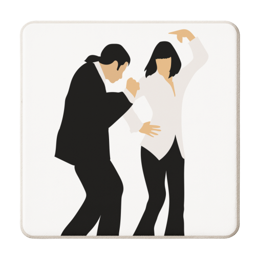 Pulp Fiction Dance Black and White Fan Art - personalised beer coaster by Move Studio