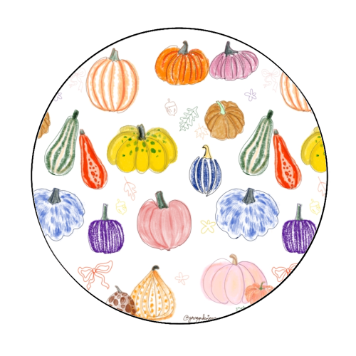 Pumpkin - Circle Sticker by Yaz Raja