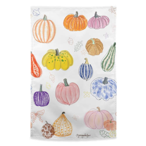 Pumpkin - funny tea towel by Yaz Raja