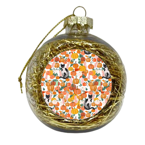 Pumpkin Patch Kitty Cat - xmas bauble by Mukta Lata Barua